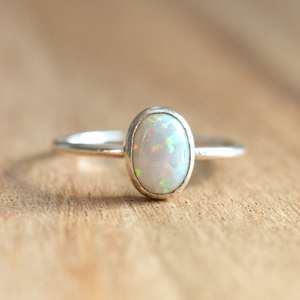Sterling <b>Silver</b> Opal <b>Ring</b> October Birthstone <b>Stacking</b> <b>Ring</b> Minimalist Jewelry Women <b>Ring</b> Wholesale Supplier - Product Image 1
