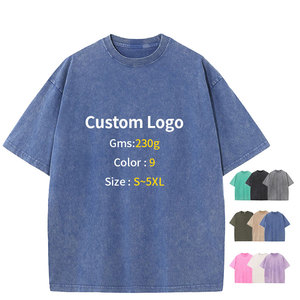 Custom Logo Vintage <b>Acid</b> Washed T Shirt Men <b>Drop</b> Shoulder Heavyweight Blank Oversized Tshirt 100% Cotton for Men's T-shirt - Product Image 2