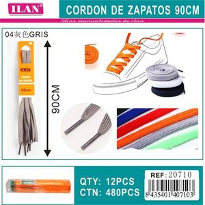 Lacets Ilan 90 cm gris pour baskets - Product Image 3