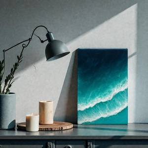Panneau d'art en résine vague océanique profonde, décor mural en époxy fait main Aqua & Teal pour cendres humaines, taille moyenne 9x5,5 pouces, urne funéraire - Product Image 2