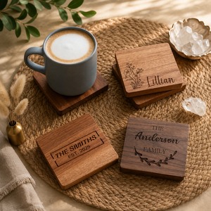 Fantasy Element Symbols Solid Wood Coaster Set Handcrafted Heat Resistant Drink Mat Hexagon <b>Table</b> <b>Protector</b> Coffee Cup Holder - Product Image 6