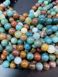 Cuentas de Jaspe Oceánico Natural, Redondas, Hermosas, Azules, Marrones y Naranjas, Cuentas de Piedras Preciosas de Alta Calidad para Joyería - Product Image 4