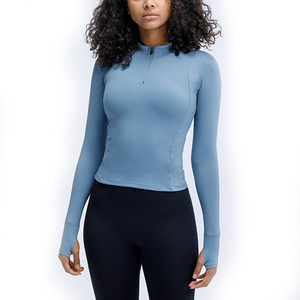 Chemise d'équitation blanche à manches courtes pour femme, fermeture éclair, respirante, en tissu tricoté Spandex/Polyester, patchwork, taille haute - Product Image 6