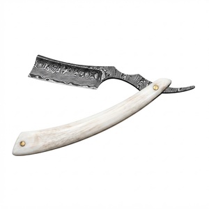 IKZARSA Damascus Pattern Stainless Steel <b>Razor</b> with Bone Handle Single Blade for Barber Shop Use Face and Head Shaving <b>Men</b> - Product Image 6