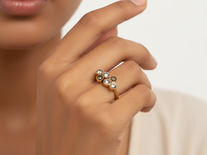 Cluster Bypass <b>Ring</b> | Bohemian Cocktail 18K Gold Plated Brass Statement Jewelry - Product Image 3