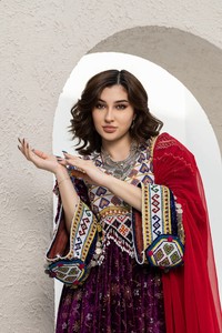Vestido Pathani para Bodas, Vestido Tribal Kuchi con Encaje Estampado, Vestidos para Fiestas al Aire Libre para Niñas, Vestidos de Danza del Vientre, Vestidos Pashtun Nuristan - Product Image 4