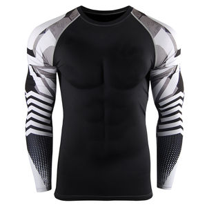 Wholesale Custom Logo Rashguard Men Long Sleeve Compression Shirt Quick Dry Gym Fitness MMA Training Sportswear Rash Guard - Product Image 1