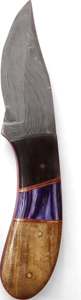 Couteau utilitaire à lame fixe en acier Damas fait main avec manche en bois violet multi-matériaux - Product Image 5