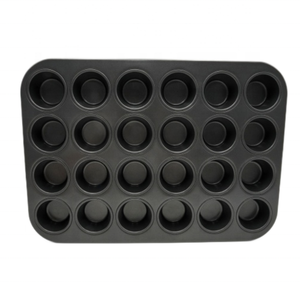 ถาดมัฟฟินขนาดเล็กทำจากเหล็กกล้าคาร์บอนเกจแบบหนา24ถ้วยแม่พิมพ์อบเค้กแบบไม่ติดเตาอบในบ้านแบบพรีเมียม - Product Image 3