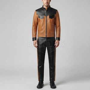 Everyday Leather Tracksuit For Men Featuring Full <b>Zip</b> Jacket And New Design <b>Trousers</b> For Casual Fashion - Product Image 3