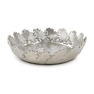 Silver Plated Aluminium Urli Bowl with Leaf Design Handcrafted Chitai Decorative Urli for Pooja <b>Center</b> Table <b>Wedding</b> - Product Image 1