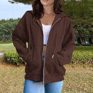Vêtements pour femmes, sweats à capuche grande taille, service OEM, sweats à fermeture éclair personnalisés, nouveau style tendance, polaire, logo 3D - Product Image 3