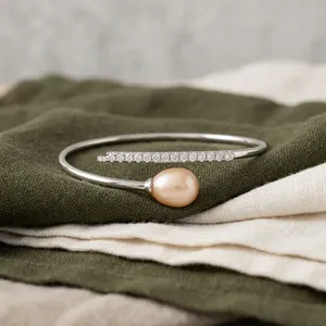 Brazalete de Perlas y Circonitas en Plata de Ley 92.5 KLSB-20551 - Product Image 5