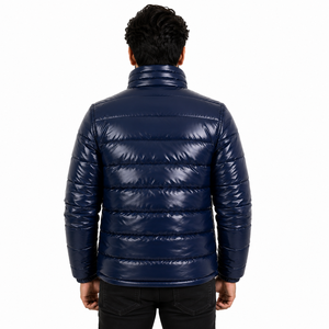 Chaquetas Acolchadas Brillantes para Hombre, Ropa de Invierno, Cuello Alto, Manga Larga, Estilo Urbano, Venta al por Mayor, Proveedor de Ropa Personalizada OEM - Product Image 5