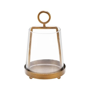 Cylindre en verre en acier inoxydable et poignée en cuir pour la décoration de la maison, porte-bougie en verre métallique, décoration de table à manger - Product Image 2