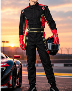 Combinaison de course automobile pour homme, noire et rouge, respirante, en polyester/nylon, séchage rapide, imperméable, manches longues, impression par sublimation - Product Image 4