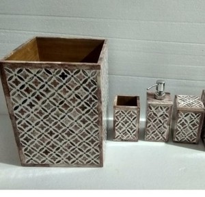Modern Handmade Natural Bone Inlay <b>Bathroom</b> <b>Accessories</b> <b>Set</b> Luxury <b>Bathroom</b> Organizer Collection for Home Villas and Hospitality - Product Image 4