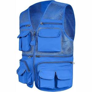 Chaleco de Trabajo de Malla Azul con Múltiples Bolsillos, Chaleco Utilitario Transpirable Unisex de Poliéster para Actividades al Aire Libre - Product Image 6