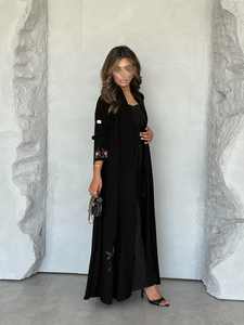 Handmade Hand Embroidered Beaded Vintage Premium Nida Abaya Anti-Pilling Elegant Finish Women Daily Wear <b>Eid</b> Ramadan Ankle - Product Image 4