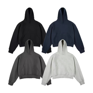 Sudadera con Capucha Unisex Beige, Corte Holgado, Diseño Casual con Bolsillos Tejidos, Color Sólido, Manga Larga - Product Image 1