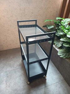 Carrito de Servicio para Hotel Personalizable con Tres Niveles, Estructura de Hierro, Carrito de Comedor o Carrito de Servicio para Bar - Product Image 4