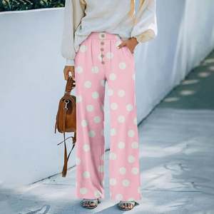 Wholesale OEM Custom Logo Loose Wide Leg Pants for Women Summer Palazzo Lounge Pants High Waist Summer Beach Vacation <b>Trousers</b> - Product Image 3