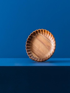 Bol de service en bois de manguier émaillé L2026, saladier sur pied en bois d'acacia, bol à fruits décoratif surélevé en bois pour servir des collations - Product Image 5