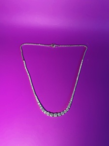 Women's Minimalist 14K Solid <b>Gold</b> Lab Grown Round Brilliant Cut Diamond <b>Tennis</b> <b>Necklace</b> Classic Wedding Gift Jewelry Party - Product Image 3