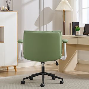 Chaise de bureau en cuir à position jambes croisées avec accoudoirs rabattables et roulettes pivotantes, design confortable avec assise large - Product Image 6
