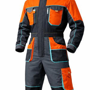 High Visibility Cotton Men's Workwear Safety Uniform Reflective Construction Coverall Durable Industrial Protective Clothing Set - Product Image 2