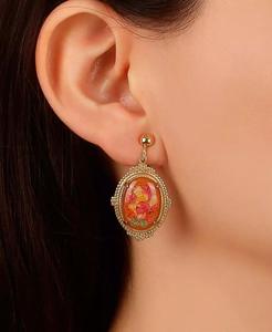 Orecchini a Clip Ovali Smaltati con Motivi Floreali |   2028 - Product Image 3