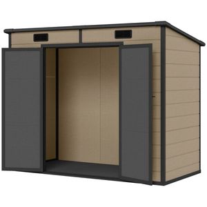 Light Brown Plastic <b>Storage</b> Shed for <b>Tool</b> & <b>Garden</b> <b>Storage</b> - Product Image 5