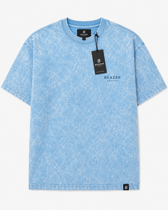 Camisetas 100% algodón con lavado ácido para hombre, nueva llegada, camiseta gris estampada de gran tamaño para hombre, manga corta, cuello redondo, ropa informal. - Product Image 1