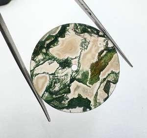 Esfera Plana de Ágata Musgo Verde Natural para Reloj, 31.5mm de Diámetro, 1mm de Grosor, Orificio Central de 2mm, Perforación Gratuita, Accesorios para Reloj K Gems GMC-651 - Product Image 4