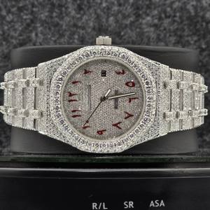 Montre de luxe en acier inoxydable, mouvement automatique, verre saphir, VVS1 Bussdown Moissanite Iced Out pour hommes avec boîte - Product Image 1