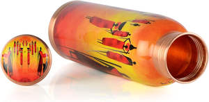 Verres en cuivre avec bambou et verre Récipient ayurvédique personnalisé pour boissons avec paille et couvercle jetable écologique 900ml - Product Image 3