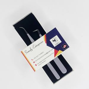 Ensemble de pinces à cils professionnelles personnalisées en acier inoxydable, durables, courbées, à fibres et à dents, pour extensions de cils - Product Image 2