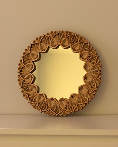 Handmade <b>Round</b> <b>Wood</b> & Glass Mandala <b>Mirror</b> Boho Contemporary Wall Decor From REHMAN CRAFT - Product Image 5