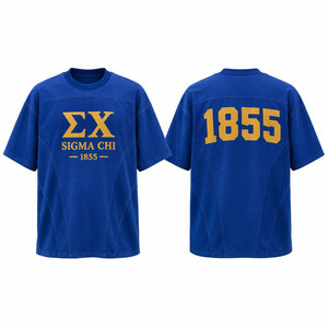 ซิกมา ชิ 1855 เสื้อยืดคอกลมแขนสั้นผู้ชายเสื้อยืดผ้าฝ้ายลำลองพิมพ์ลายตัวอักษรทรงพอดีตัว - Product Image 1