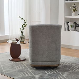 Fauteuil pivotant moderne en chenille rembourré sans accoudoirs, base en métal, pivotant à 360 degrés, avec coussin, pour salon et familles, largeur 25,2 pouces - Product Image 5