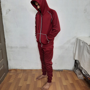 Ensemble de survêtement deux pièces pour homme, en molleton de laine écologique, respirant, à taille élastique, motif pierre 100% - Product Image 4