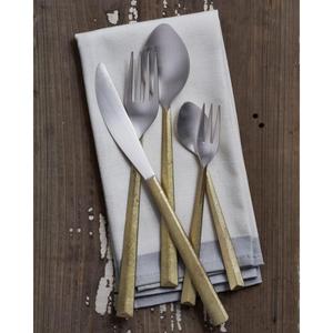 Ensemble de couverts en métal satiné style nordique avec manche doré, couteau, fourchette, cuillère, ensemble de couverts modernes 5 pièces pour mariage - Product Image 1