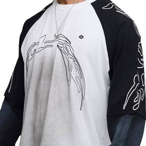 Camisetas de Manga Raglán para Hombre, Estilo Urbano, Camisetas de Manga Larga con Estampado Gráfico de Algodón para Hombre, Producción de Ropa Urbana Personalizada - Product Image 4