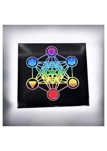 Posavasos de turmalina negra de alta calidad, pulido, con grabado de chakras, placa curativa, disco de cristal, para decoración del hogar. - Product Image 2