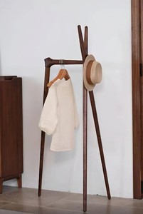 Porte-manteau minimaliste en bois sur pied, 2 crochets, design moderne pour chambre et salon - Product Image 5