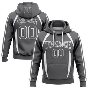 Sudadera con Capucha Personalizada para Hombre, Gris y Blanca, Sublimada, de Poliéster, Informal, Deportiva, para Otoño, con Diseño de Bolsillo para Nombre y Número - Product Image 1