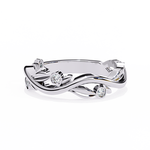 Bague romantique en or blanc avec diamant rond taille brillant, bijou de fiançailles pour femme, pierre naturelle couleur G - Product Image 1