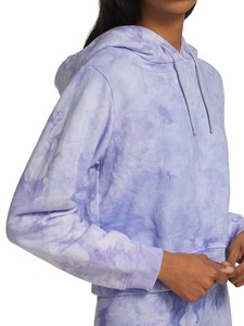 Custom Women Cropped Hoodie Purple <b>Cloud</b> Watercolor Tie Dye Cotton French Terry Pullover Sweatshirt Crop Pastel OEM Wholesale - Product Image 5