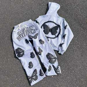 Conjunto Deportivo de Algodón Grueso para Niños de Alta Calidad, con Bordado Desgastado, Corte Acampanado y Transpirable, Estilo Urbano - Product Image 5