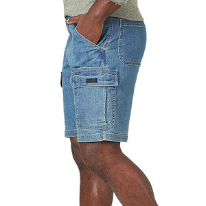 Shorts en jean délavé léger pour homme, style décontracté d'été, taille mi-haute, coupe droite, 100 % coton, avec poches cargo - Product Image 4